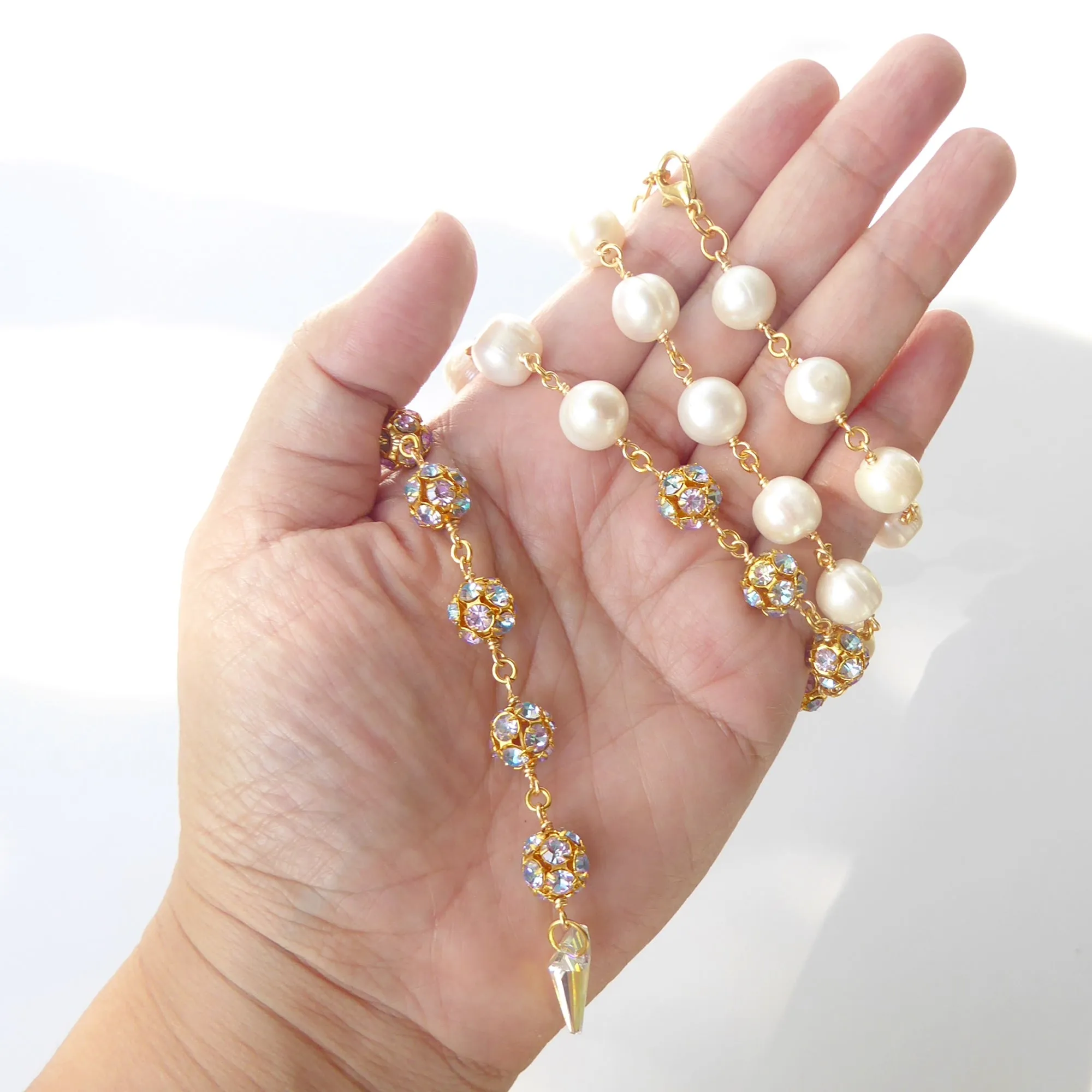 Pearl pastel crystal necklace
