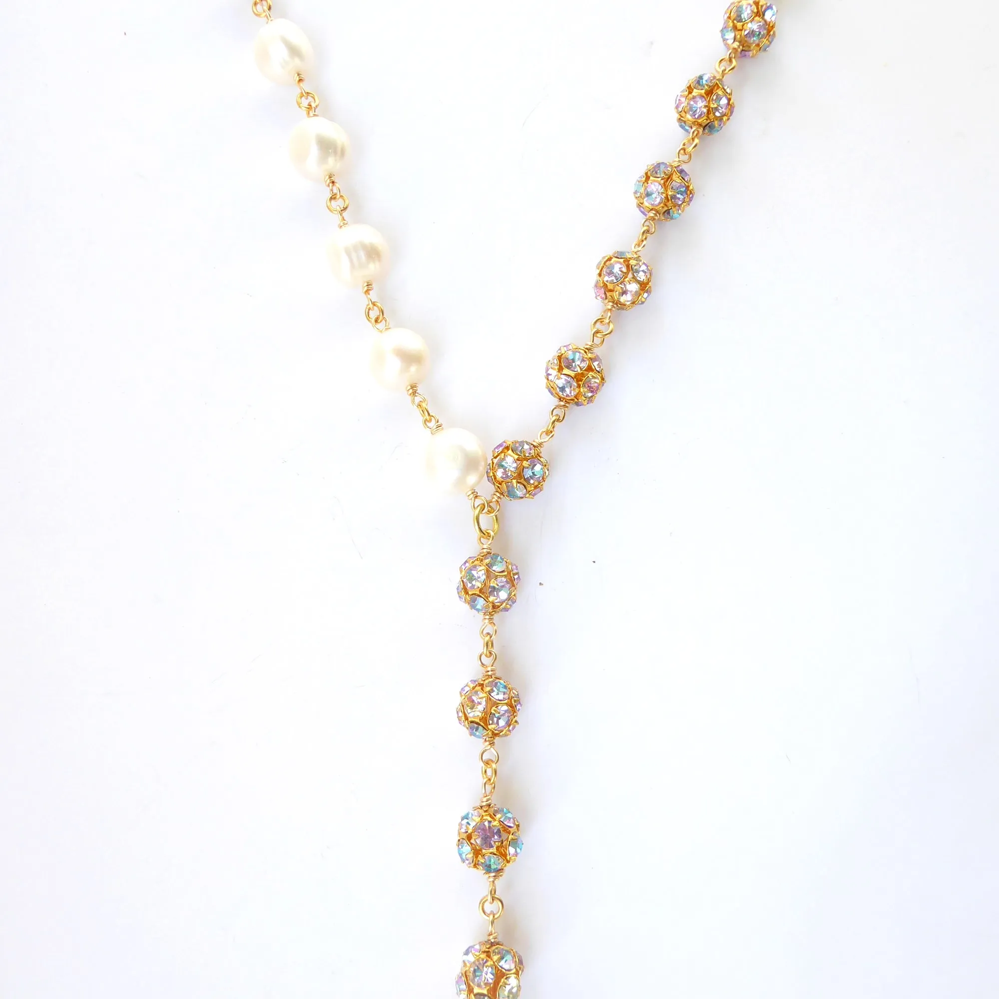 Pearl pastel crystal necklace