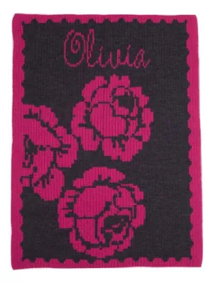 PEONY & NAME STROLLER BLANKET