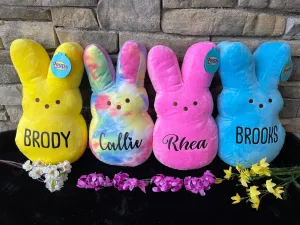 Personalized 15in Easter Peep Plush, Easter Bunny Plush Peeps, Easter Basket, Custom Peeps Bunny, Personalized Kids Gift, Baby Girl Name