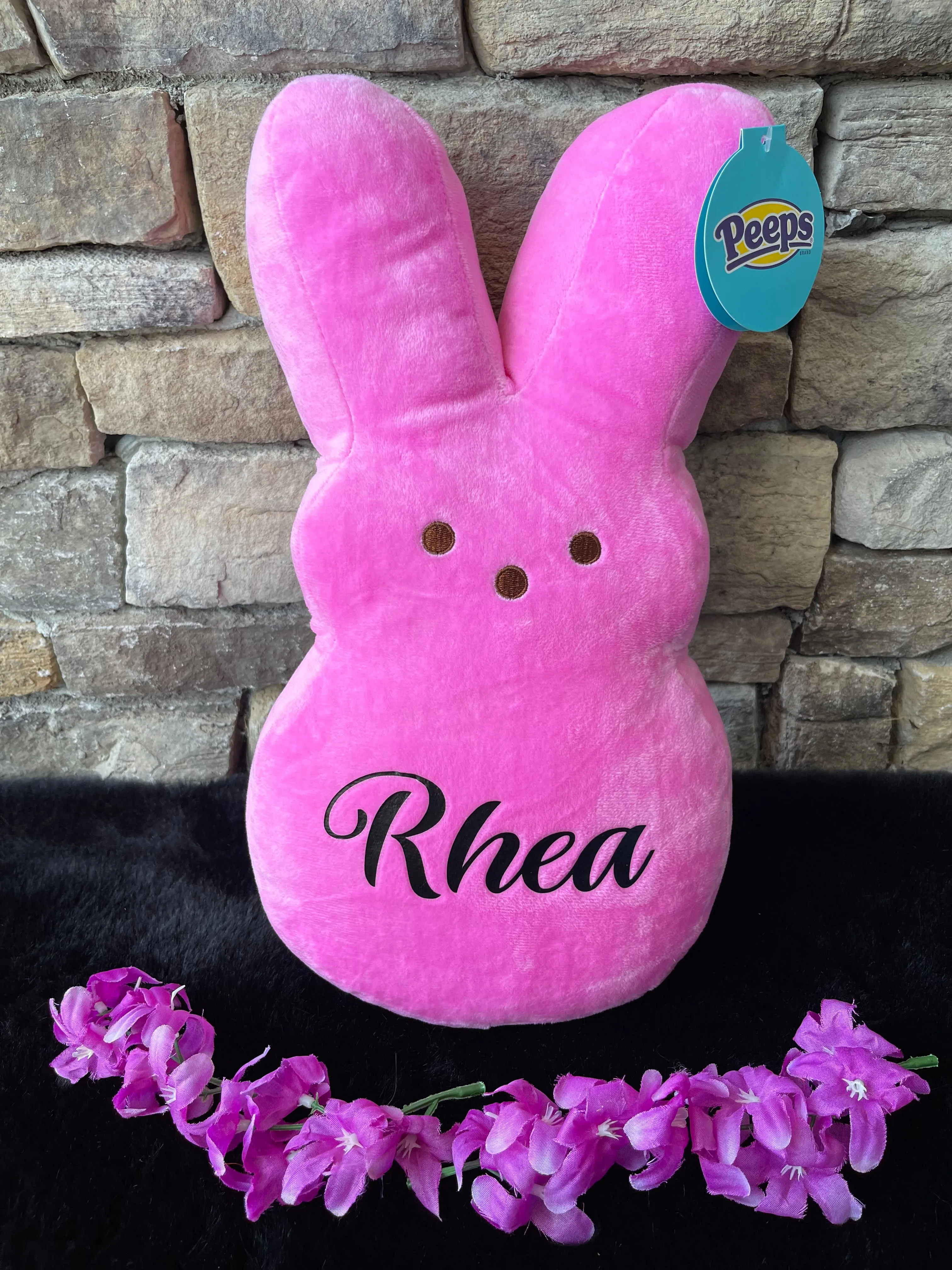 Personalized 15in Easter Peep Plush, Easter Bunny Plush Peeps, Easter Basket, Custom Peeps Bunny, Personalized Kids Gift, Baby Girl Name