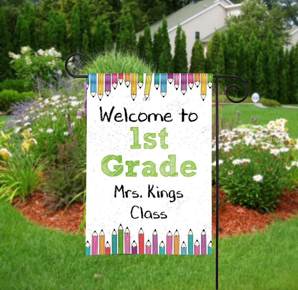 Personalized Classroom Flag - Teacher Flag - Classroom Decor - Pencils
