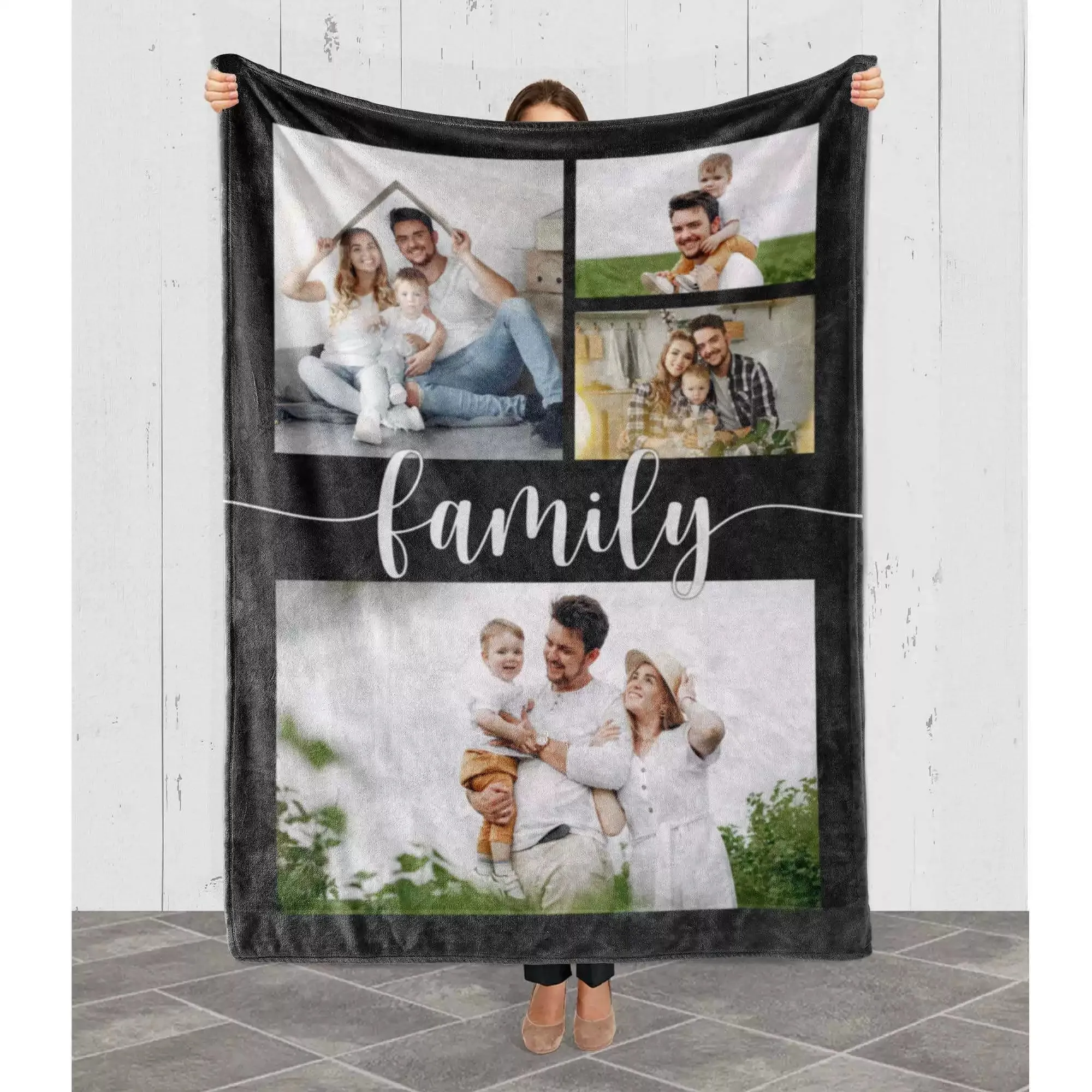 Personalized Family Photo Blanket Collage Fleece Blanket