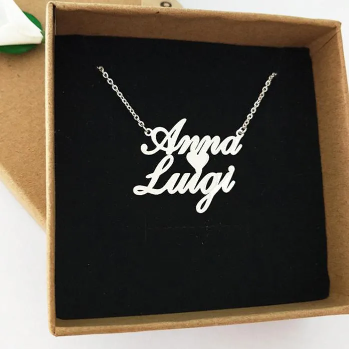Personalized Name & Heart Pendant Necklace
