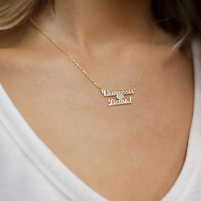 Personalized Name & Heart Pendant Necklace