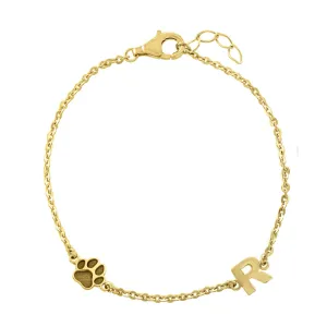 Personalized Single Initial Paw Necklace