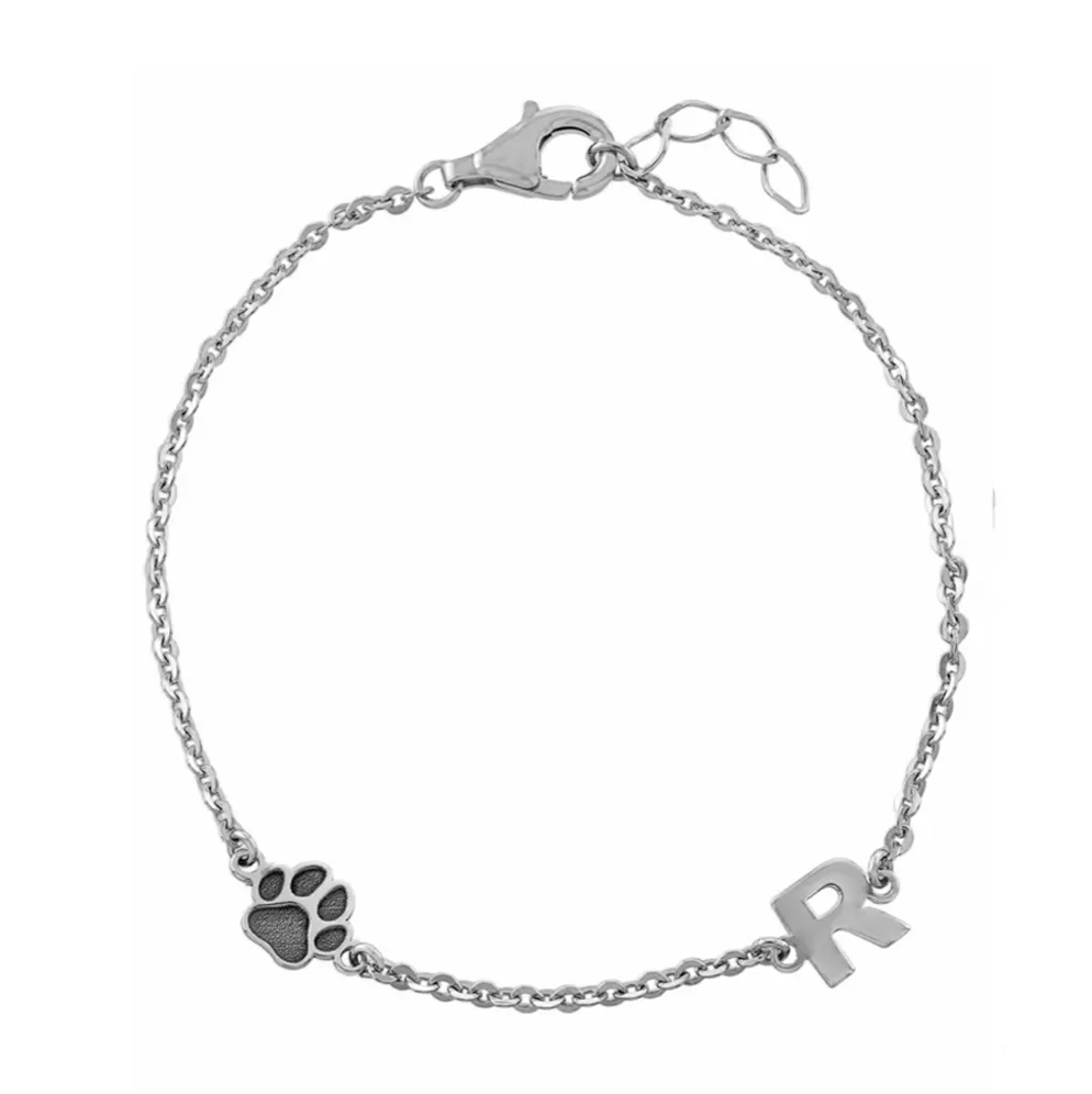 Personalized Single Initial Paw Necklace