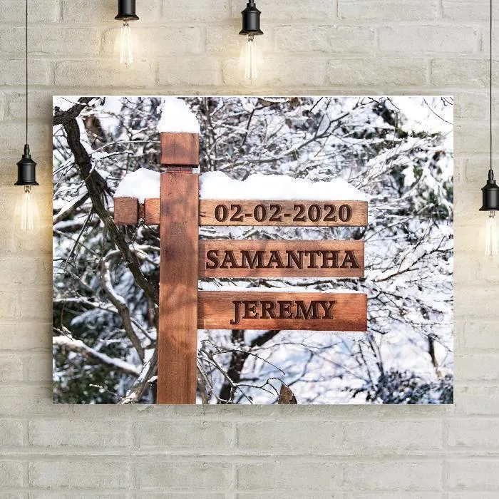 Personalized Snowy Sign Premium Canvas