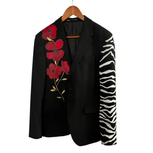 Poppy Zebra - Hand-Painted Suit Blazer