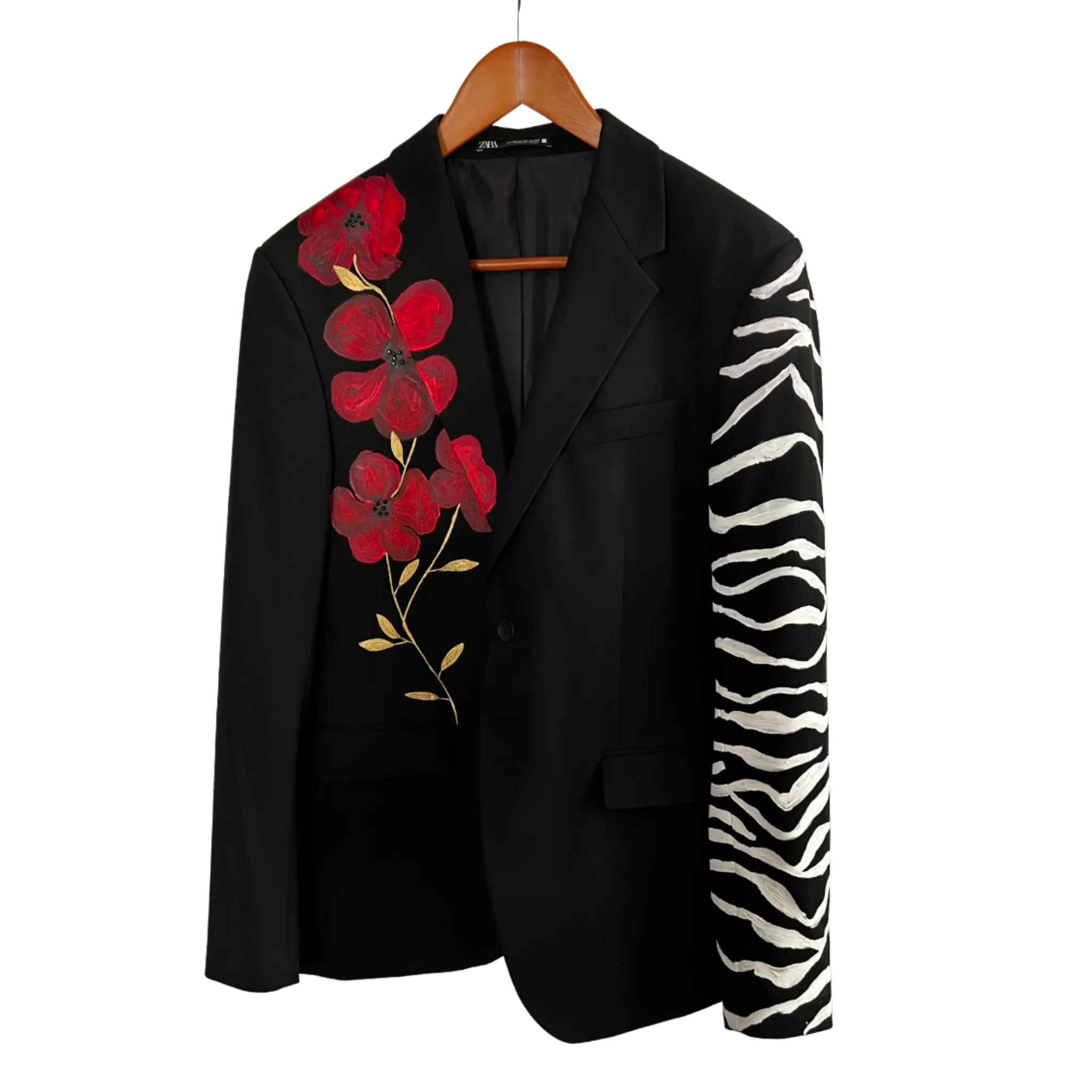Poppy Zebra - Hand-Painted Suit Blazer