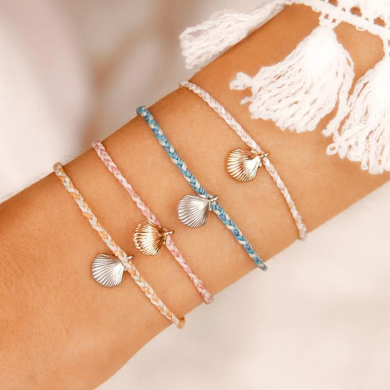 Pura Vida Silver Charm Bracelet ~ La Concha Blue