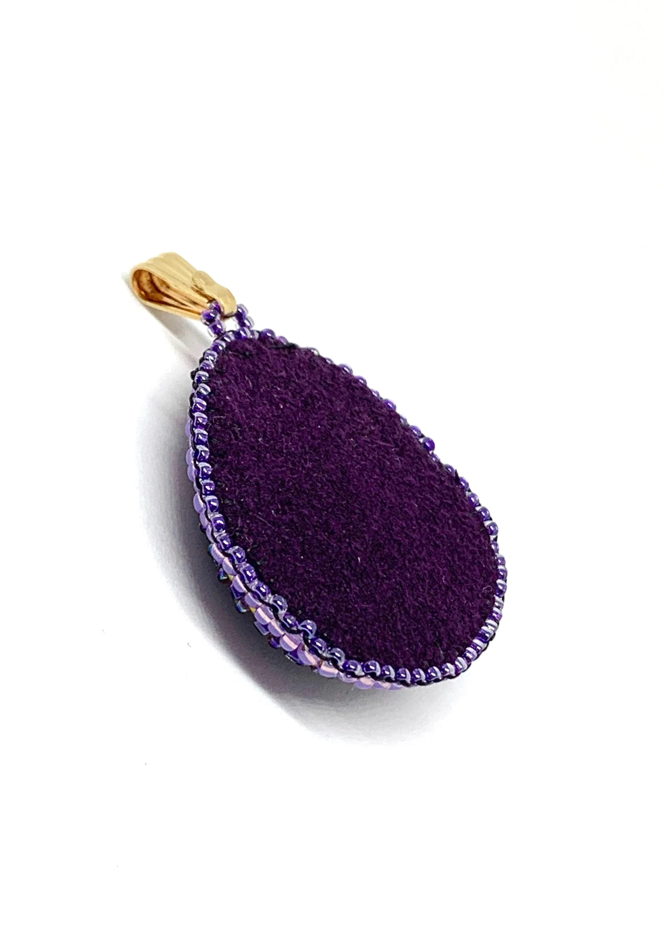 Purple Boulder Opal Bead Embroidered Pendant