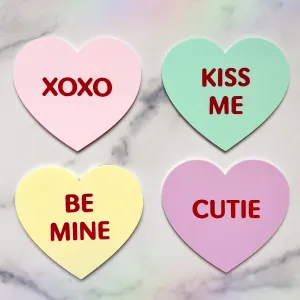 "Sweet Talk" set #1 - Acrylic Conversation Heart Coasters