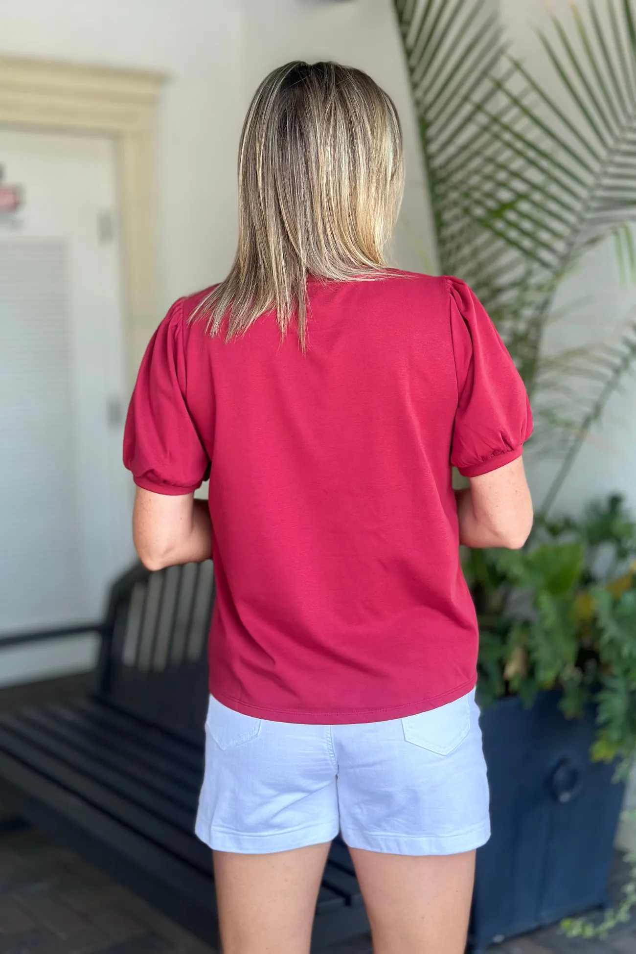 Ready To Tailgate Sequin Round Neck Top-Wine