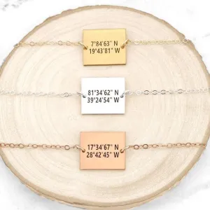 Rectangle Pendant Coordinates Bracelet