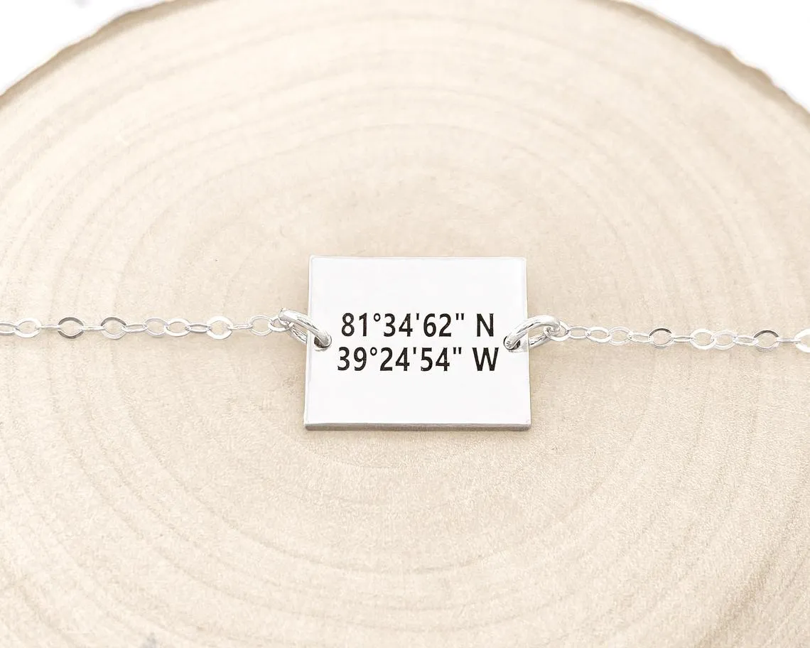 Rectangle Pendant Coordinates Bracelet