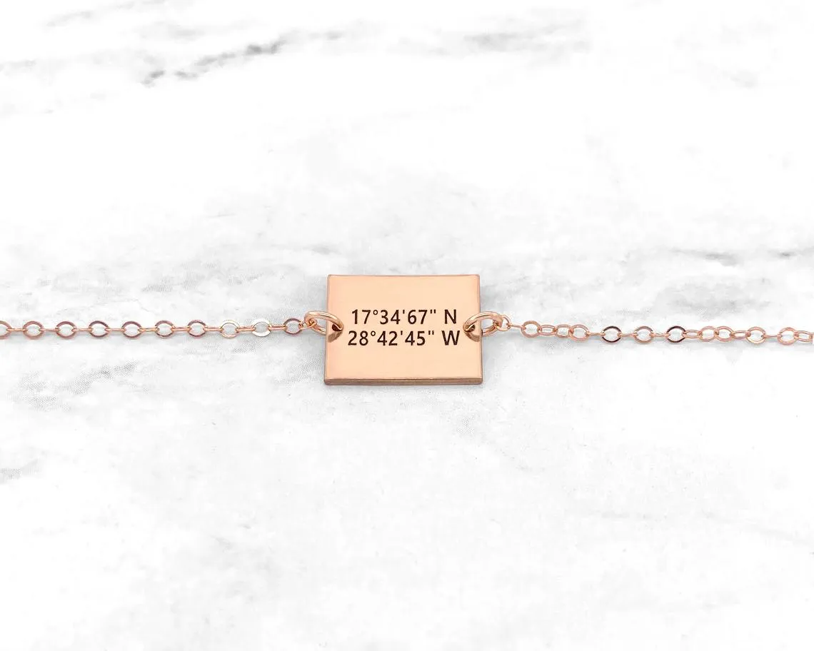 Rectangle Pendant Coordinates Bracelet