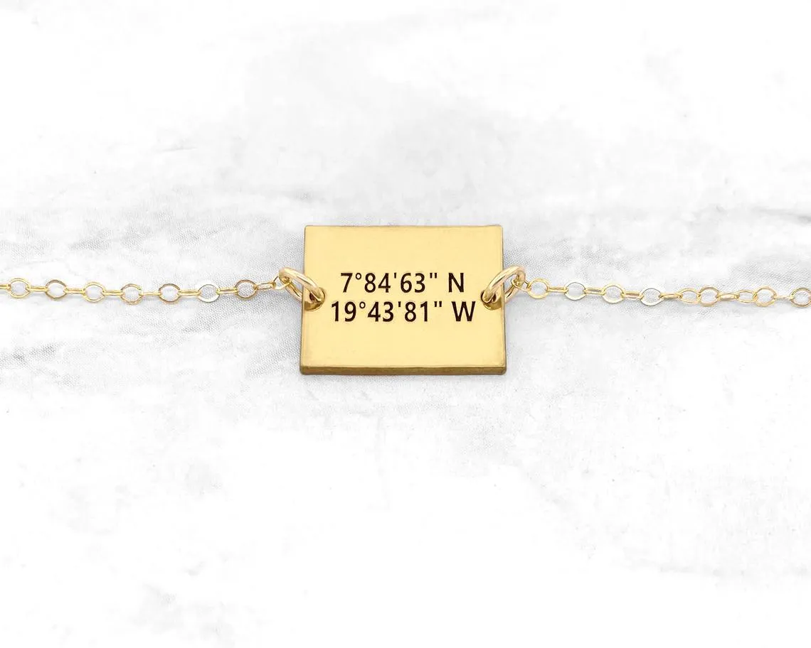 Rectangle Pendant Coordinates Bracelet