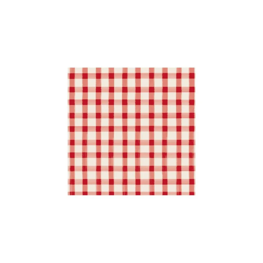 Red Check Cocktail Napkins