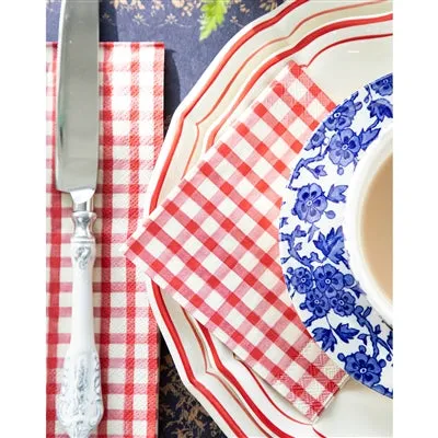 Red Check Cocktail Napkins