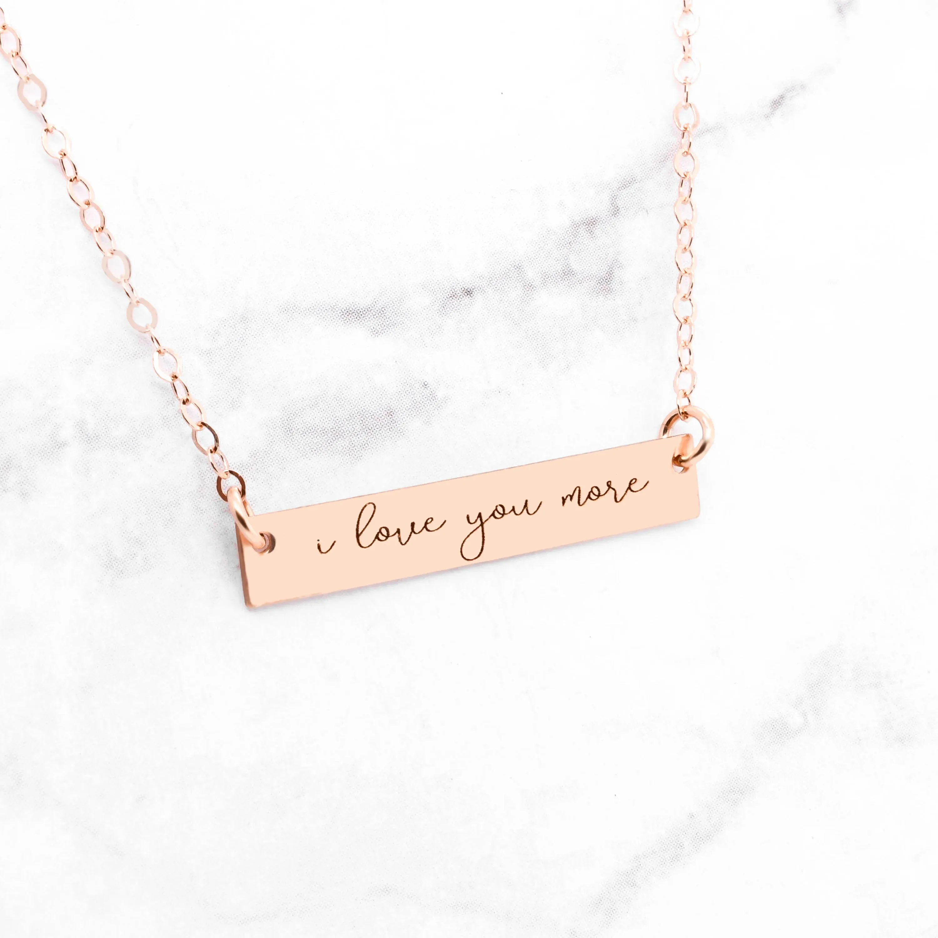 Rose Gold Handwriting Bar Necklace