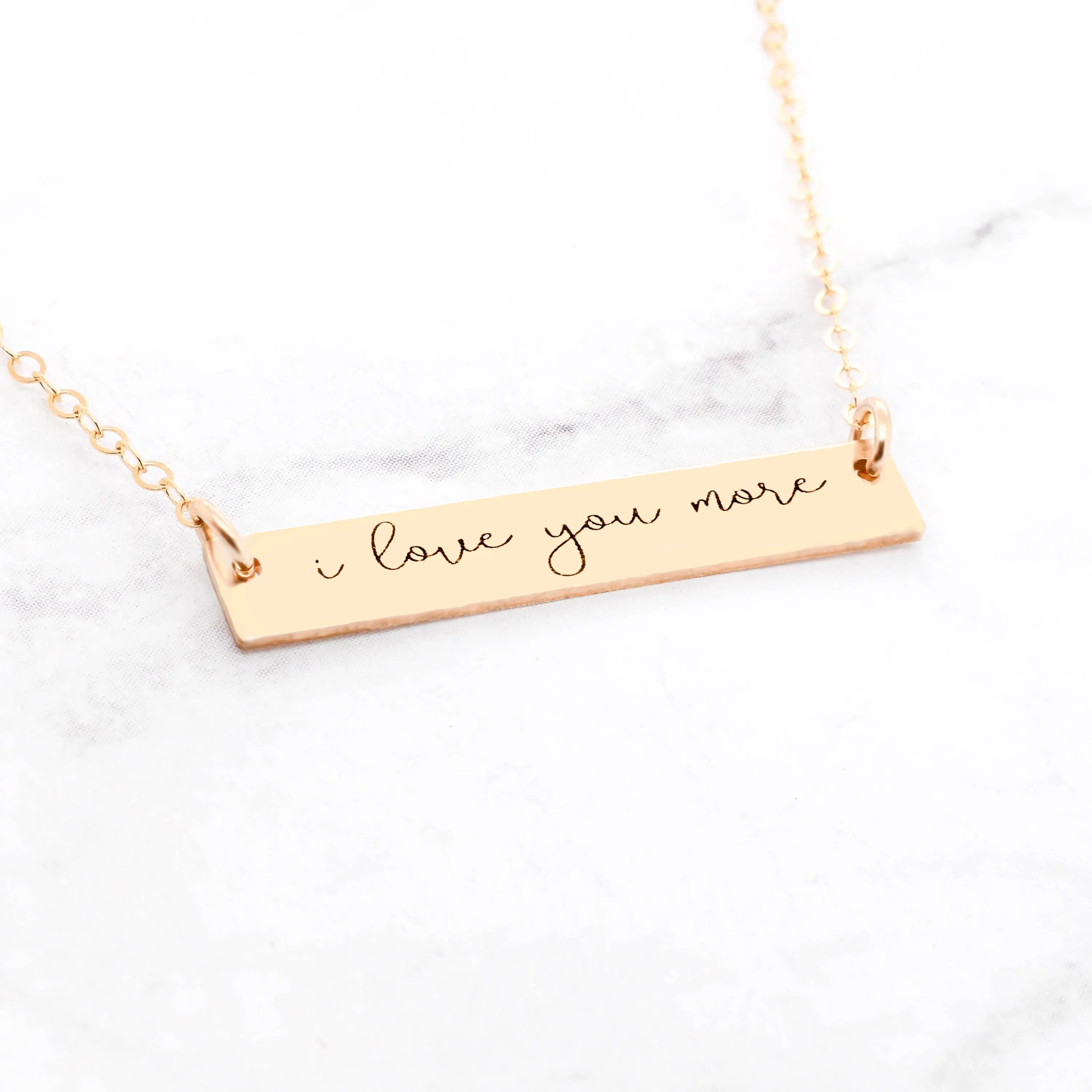 Rose Gold Handwriting Bar Necklace
