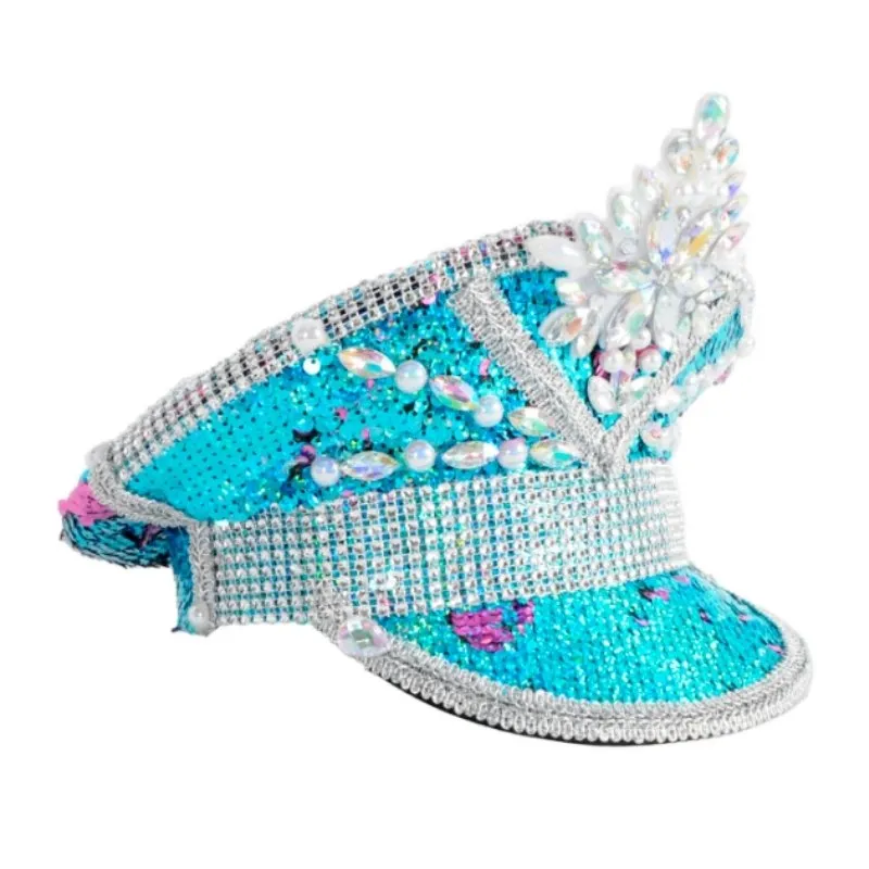 Sequined Festival Hat - Blue/Silver/Purple