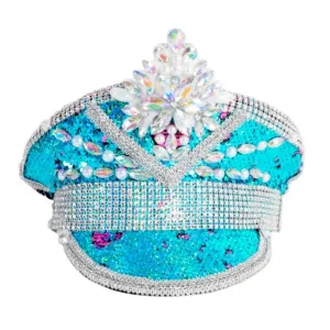 Sequined Festival Hat - Blue/Silver/Purple