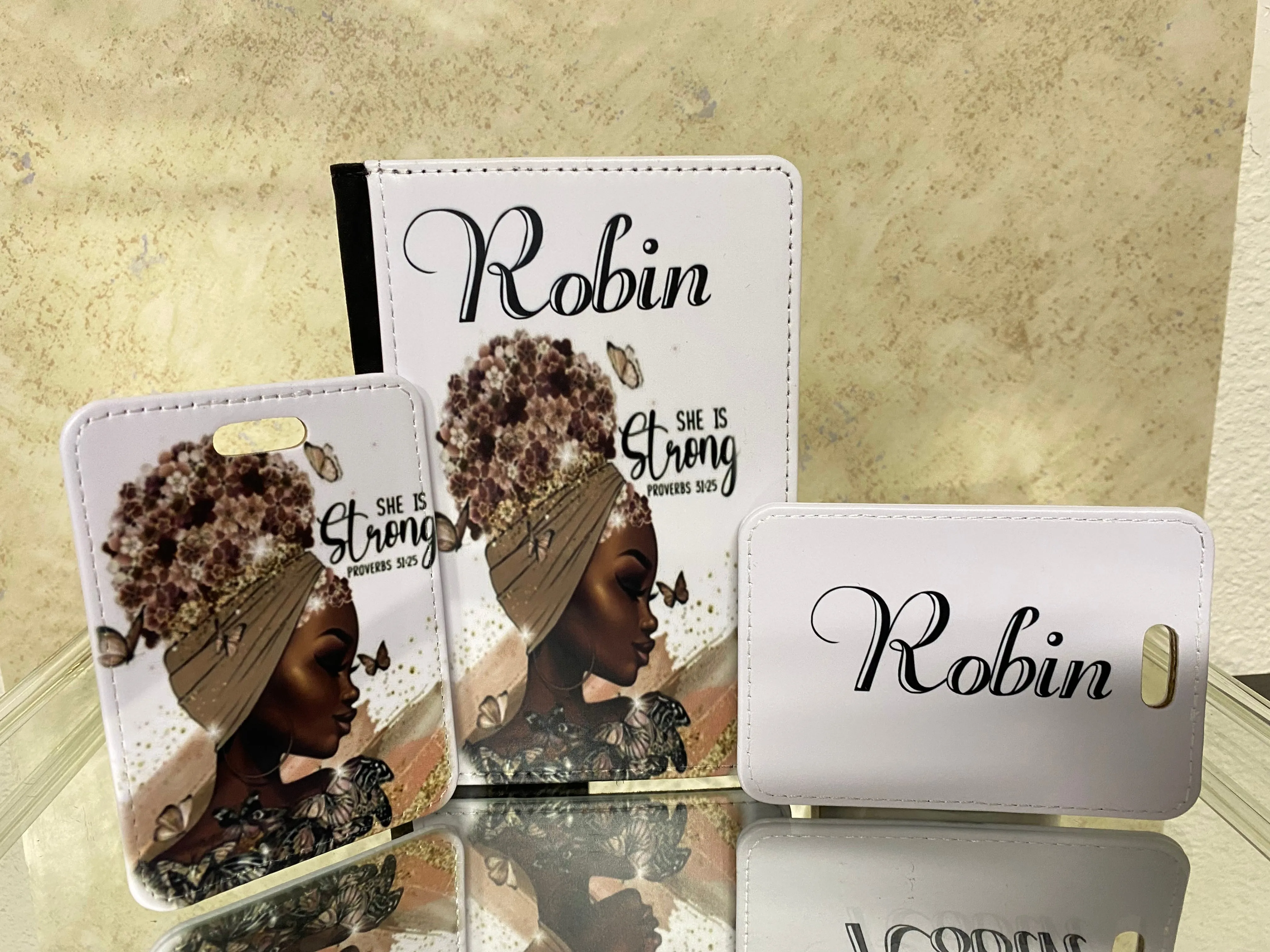 She is Strong - Personalized Passport cover and Luggage Tag $25 a set