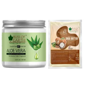 Shea Butter & Pure Crystal Clear Aloe Vera Gel  (Pack of 2x100gm)