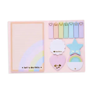 Side Notes Sticky Tab Note Pad - Pastel Rainbows
