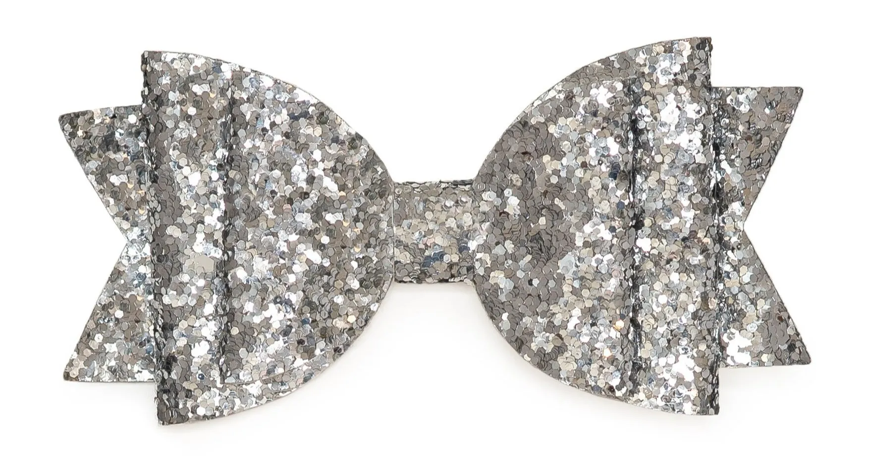 Silver Glitter Bow Clip