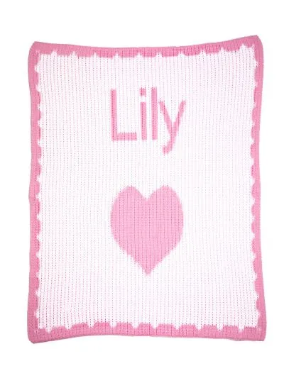 SINGLE HEART & SCALLOPED EDGE STROLLER BLANKET