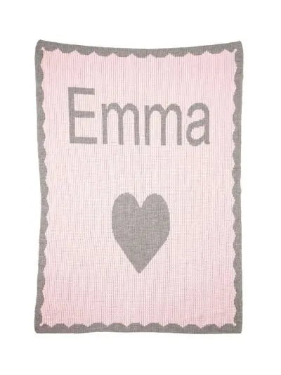 SINGLE HEART & SCALLOPED EDGE STROLLER BLANKET