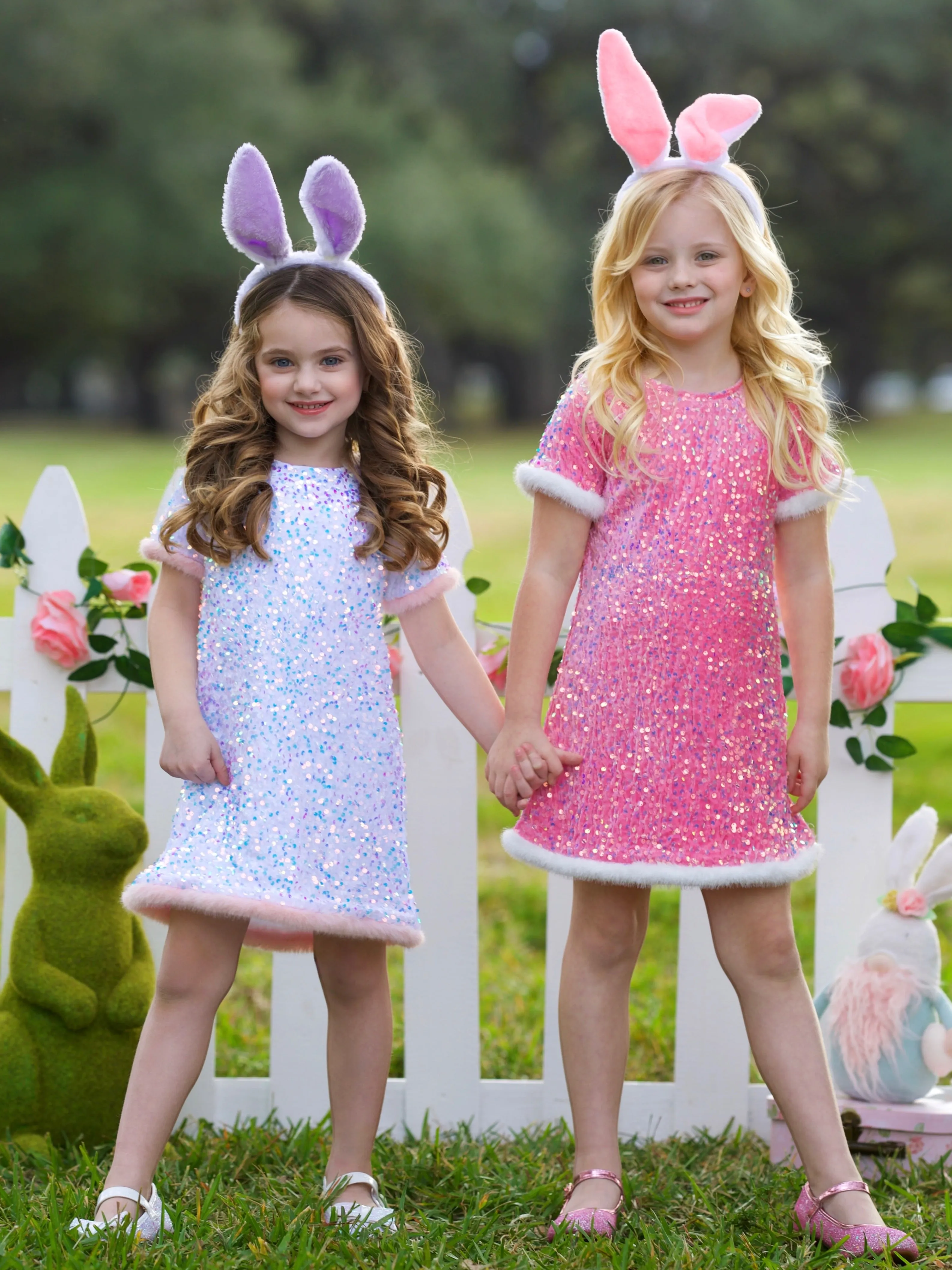 Sparkle & Hop Pink Sequined Fur Easter Dress
