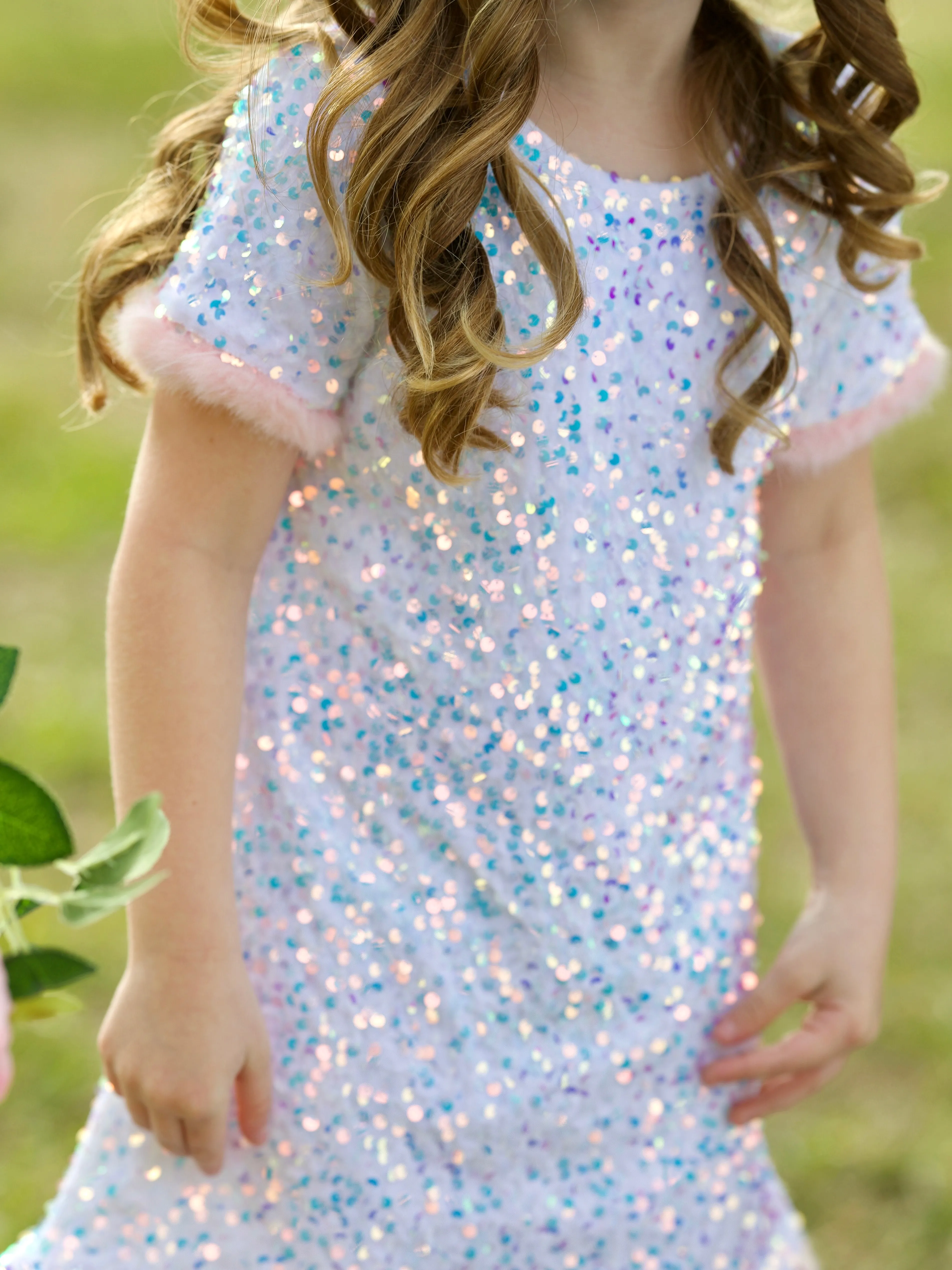 Sparkle & Hop Pink Sequined Fur Easter Dress