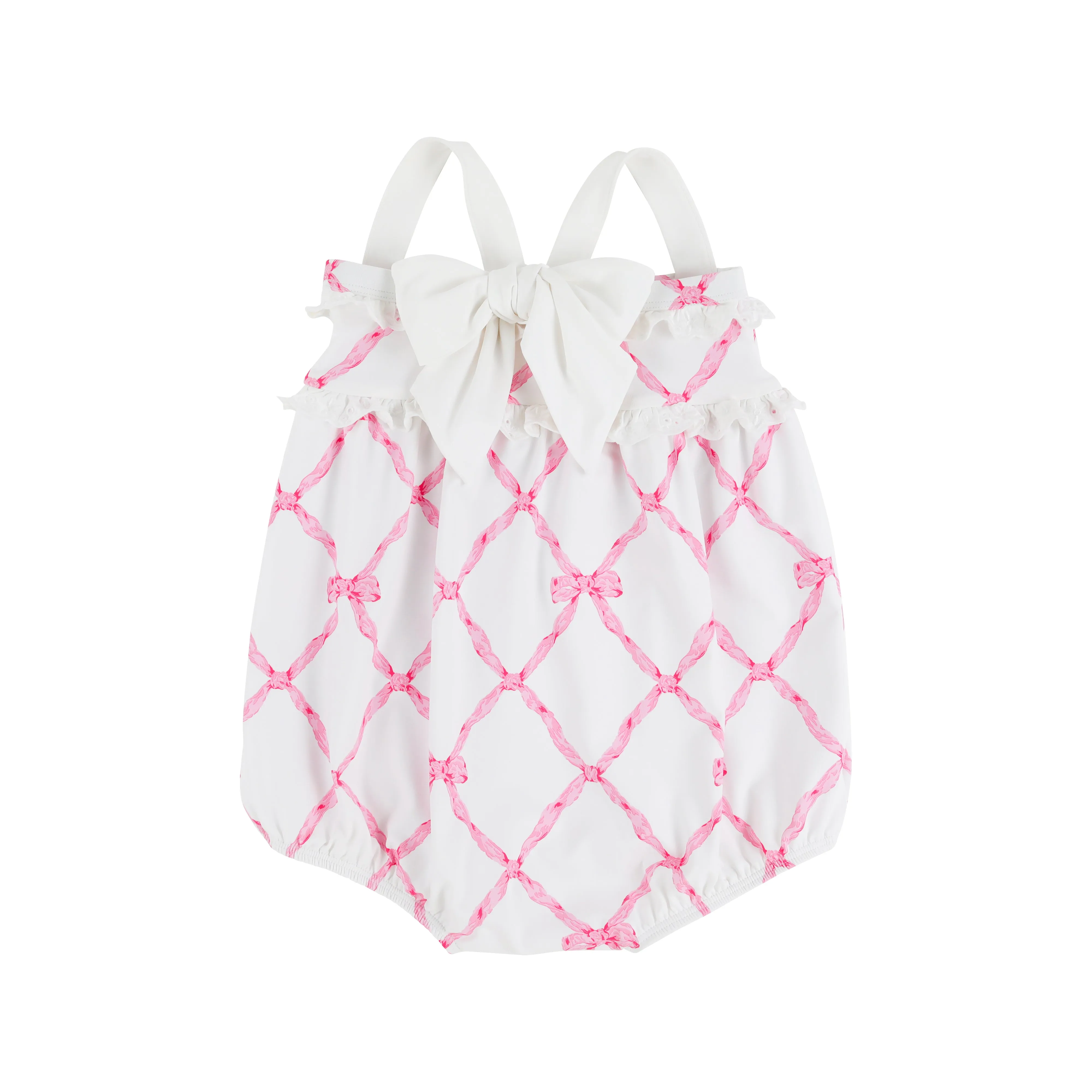 St. Bart's Bubble Bathing Suit - Belle Meade Bow with Worth Avenue White