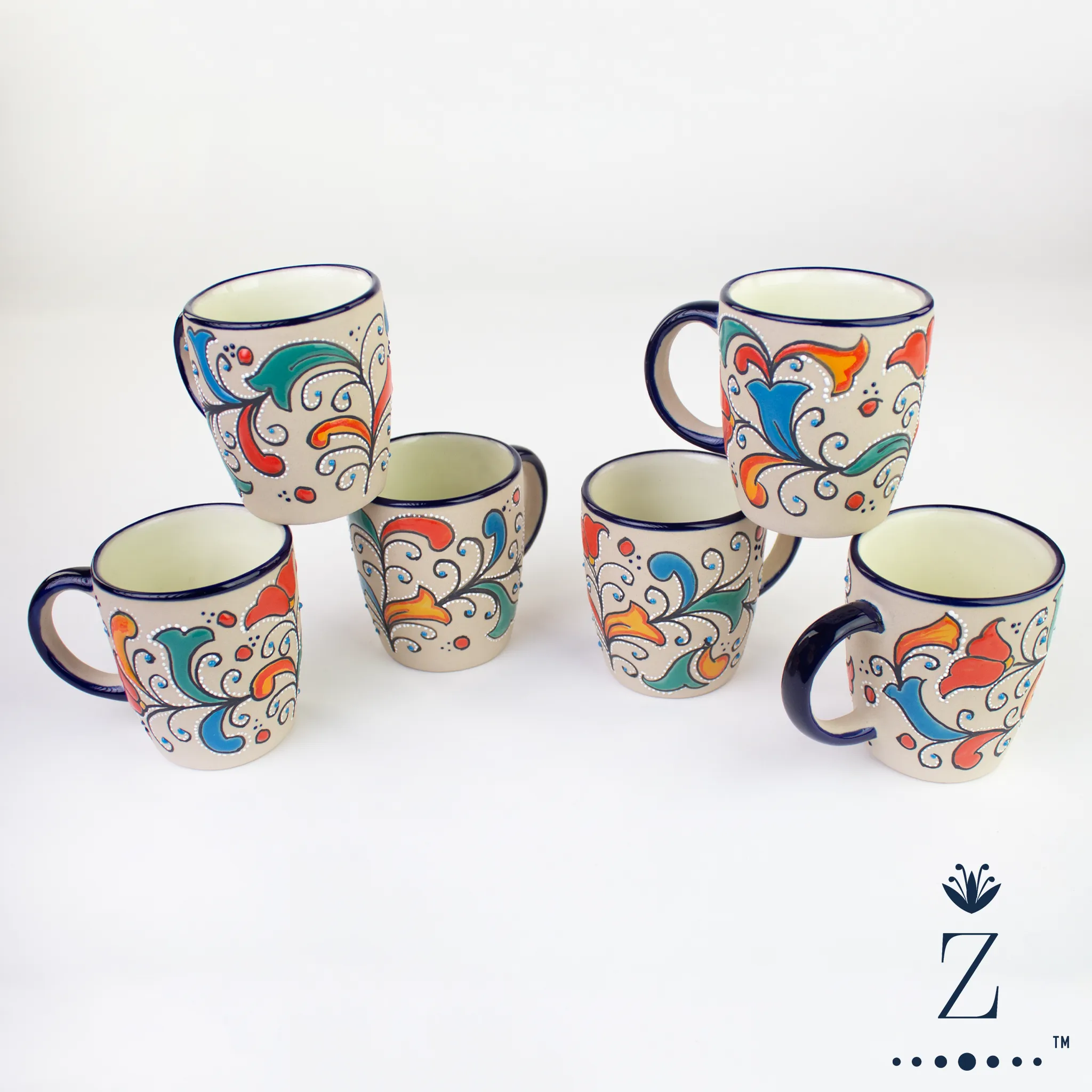 Stoneware Mugs 9oz | Primavera Hand Painted Pattern