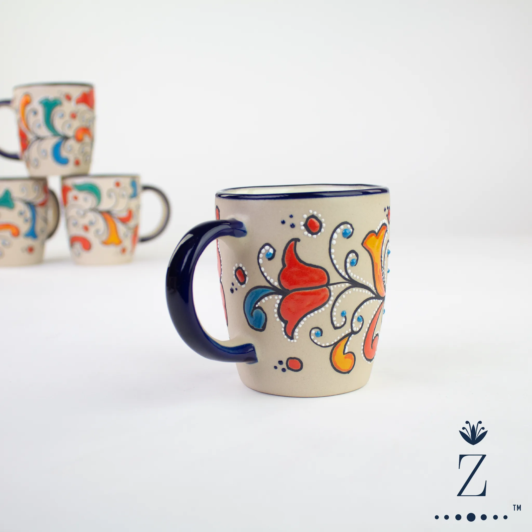Stoneware Mugs 9oz | Primavera Hand Painted Pattern