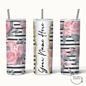 Striped Floral 20 oz. Skinny Tumbler