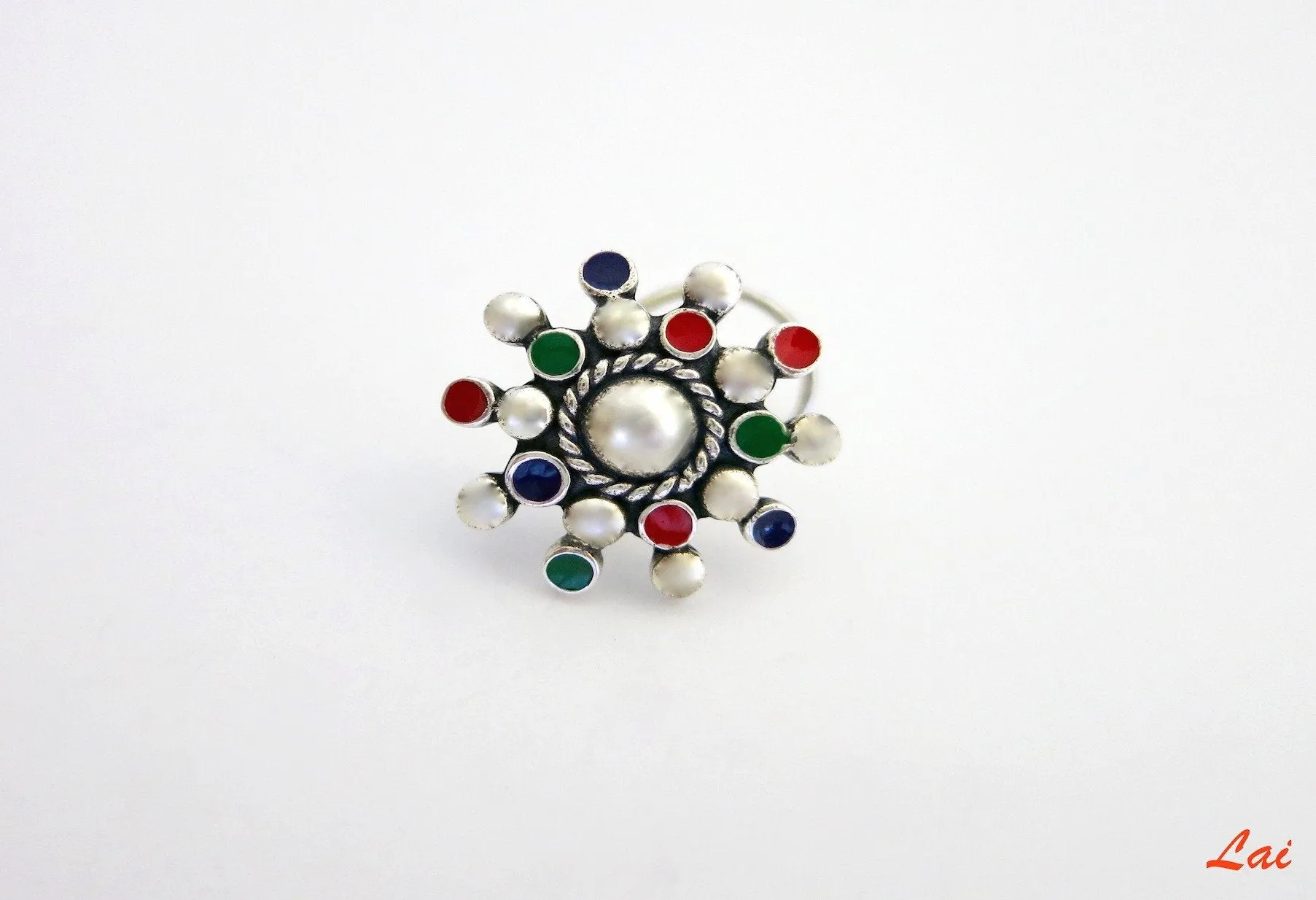 Stunning, multi color enamel nose pin