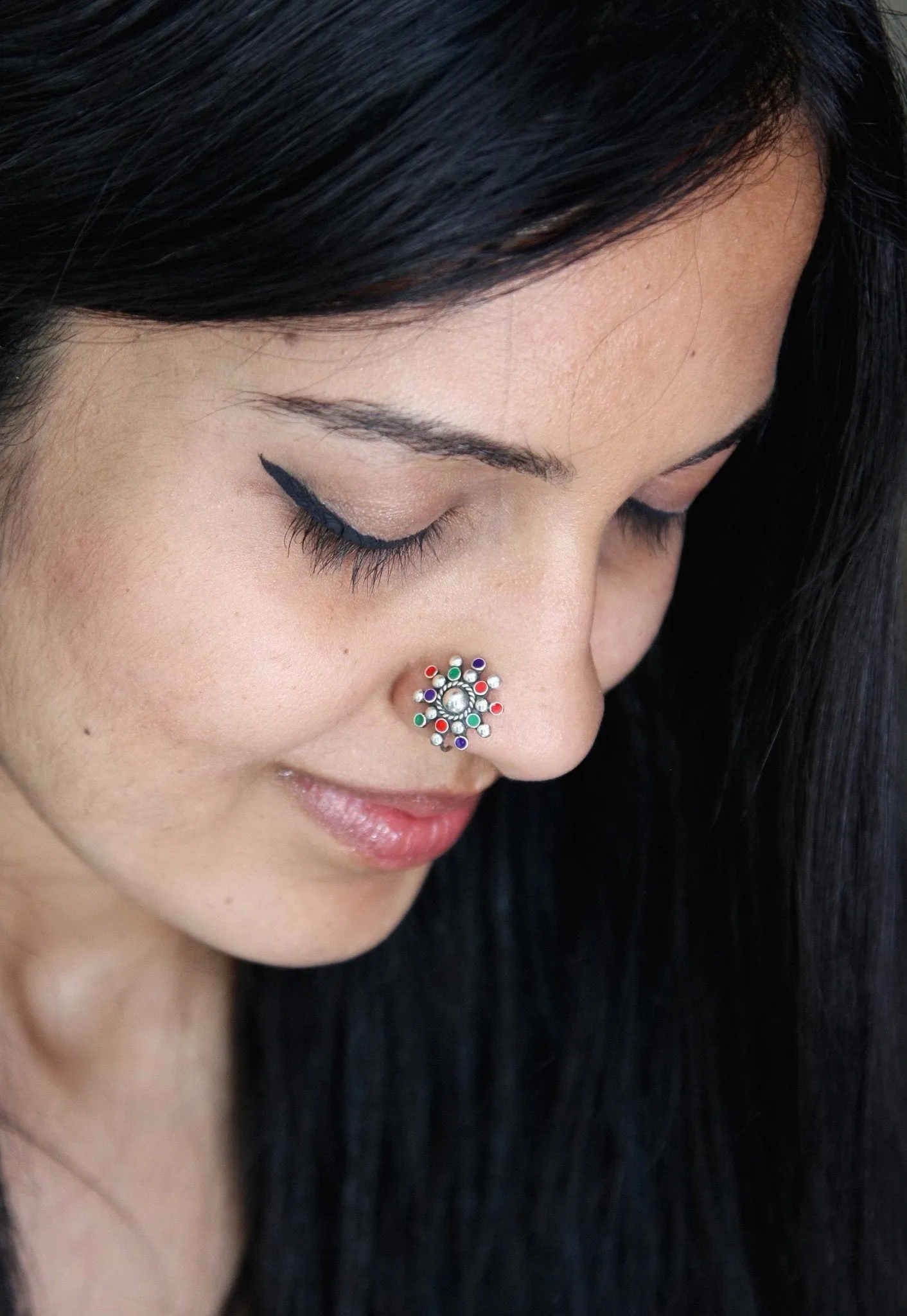 Stunning, multi color enamel nose pin