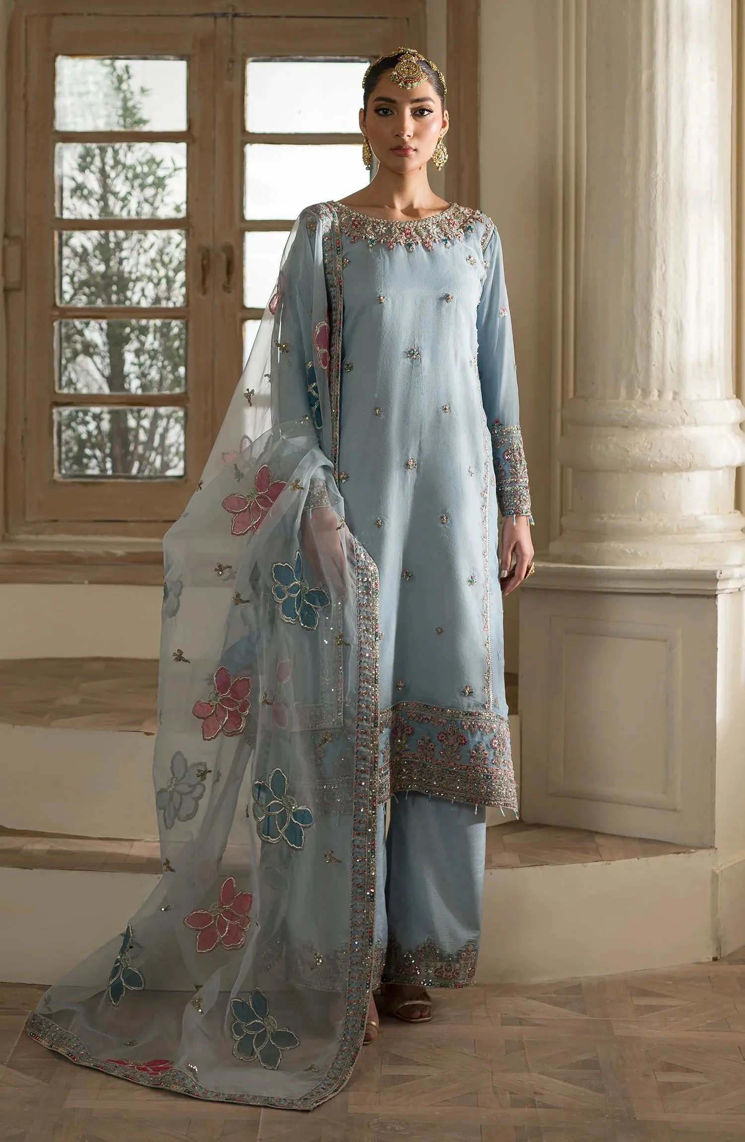 Suave by Emaan Adeel Hand Embroidered Organza Unstitched 3Pc Suit - Esra