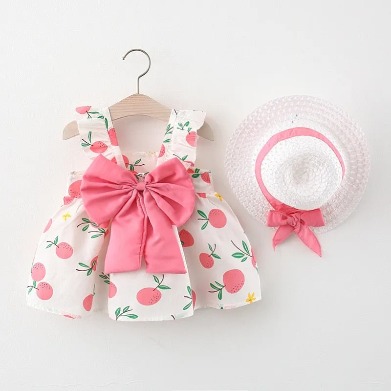 Summer Princess Dress Set with Sunhat