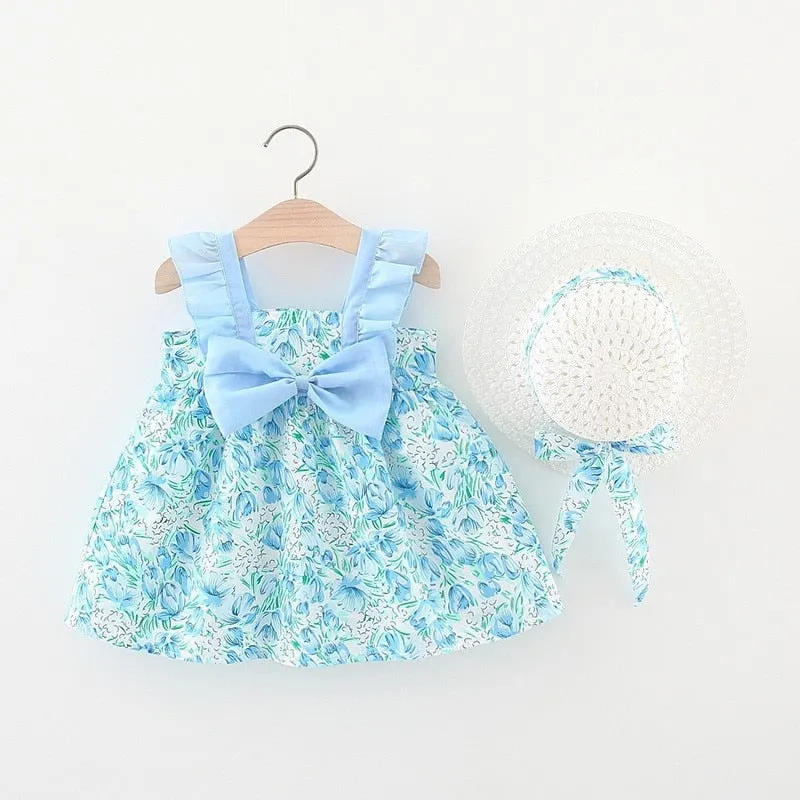 Summer Princess Dress Set with Sunhat