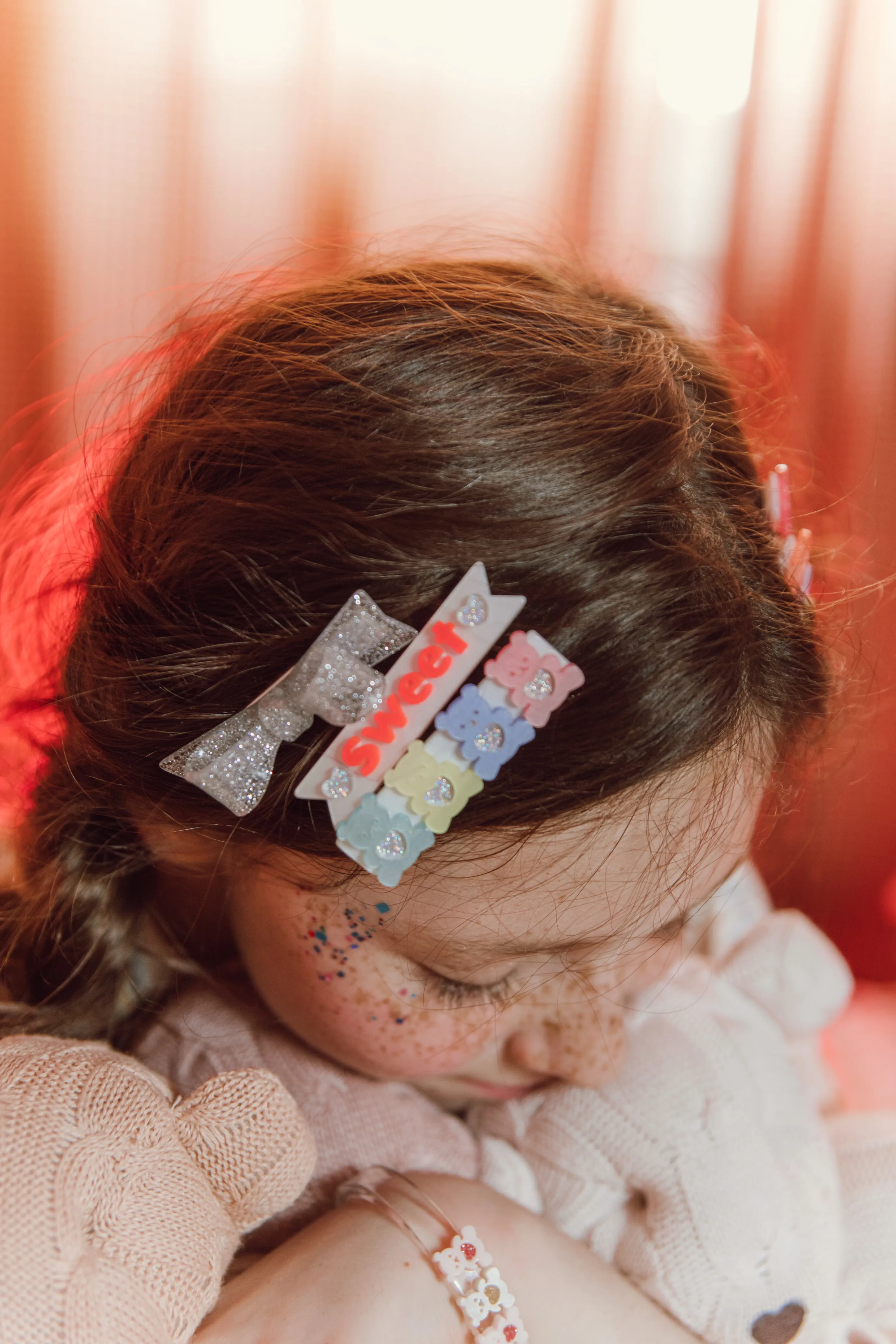 Sweet Bears and Bowtie Pink Hair Clips -VAL24