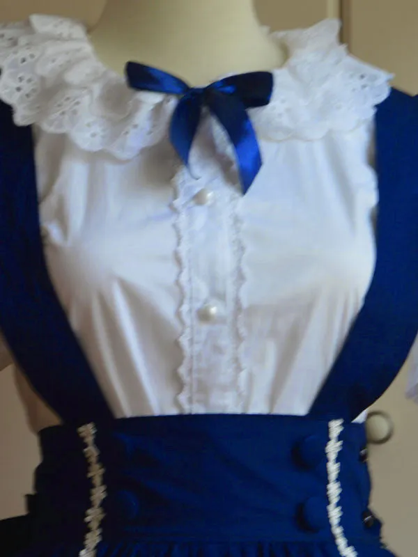 Sweet Blue Cotton Short Sleeves Lolita Outfits