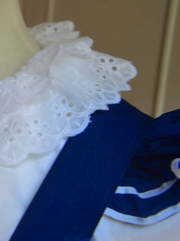 Sweet Blue Cotton Short Sleeves Lolita Outfits