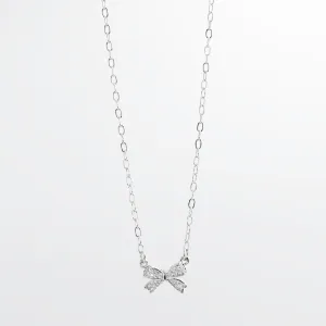 Sweet Bow Silver Necklace I-60