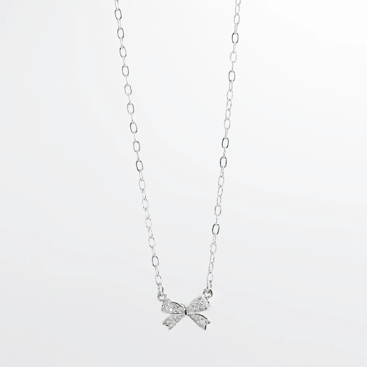 Sweet Bow Silver Necklace I-60